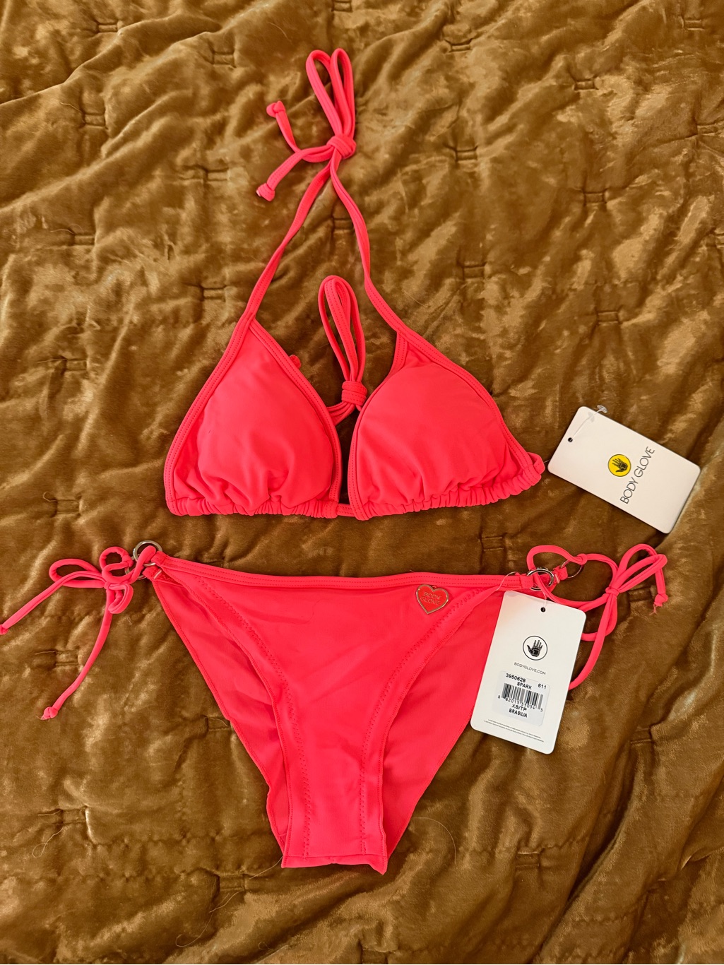 Body Glove Coral (Spark) Tie-Side Triangle Bikini Xs